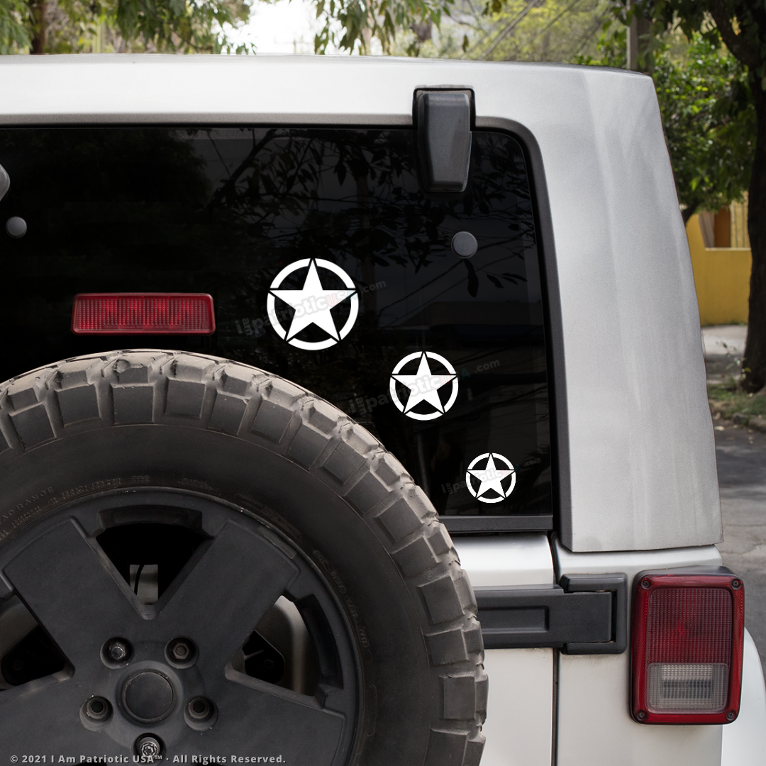 Jeep Army Military Star Decal for Jeep Wrangler Cherokee | I Am Patriotic  USA