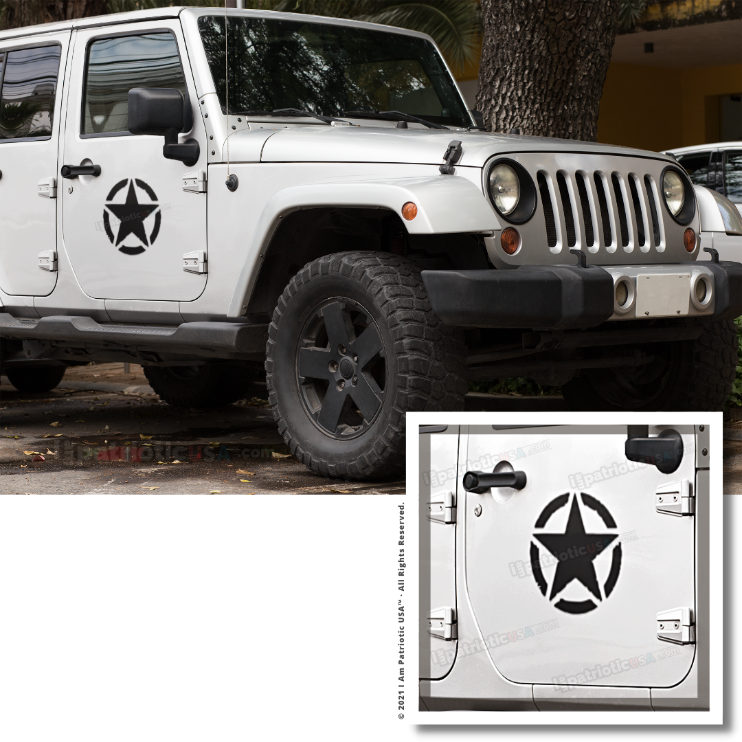 Distressed Military Army Jeep Star Decal for Jeep Wrangler Door | I Am  Patriotic USA